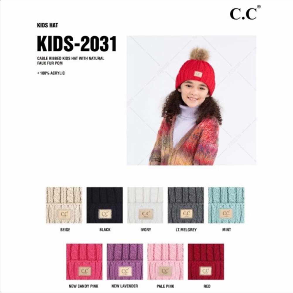 children’s Beanie with Pom - Picture 2 of 2